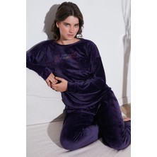 Lela Regular Fit Yumuşak Dokulu Kadife Pijama Takımı Bayan Pijama Takımı 6094200W4