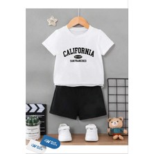 Erkek/kız Çocuk  ''california'' Baskılı Tişört-Şort Takımı