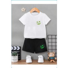 Erkek/kız Çocuk  ''silüet'' Baskılı Tişört-Şort Takımı