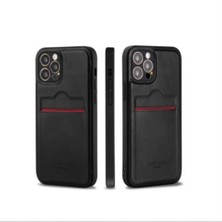 Iphone 12 Pro Max Uyumlu Kartlıklı Lüx Deri Kılıf Siyah