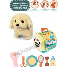 Luxury Sesli Yürüyen Köpek Taşıma Çantalı Aksesuarlı Set - Kafesli Taşınabilir Çantalı Yürüyen Köpek Set 1 Adet