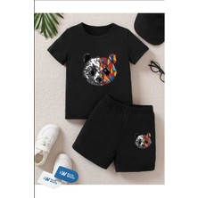 Erkek/kız Çocuk  ''panda'' Baskılı Tişört-Şort Takımı