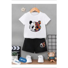Erkek/kız Çocuk  ''panda'' Baskılı Tişört-Şort Takımı