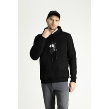 Kapüşonlu Baskılı Pamuklu Sweatshirt