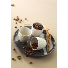 Kütahya Porselen Favo 3 Parça Kahve Seti Krem