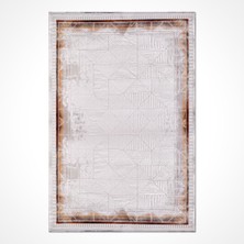 Reagan Gri Çerçeveli Etnik Modern Desenli Örgü Hav Vermeyen Leke Tutmayan Kolay Temizlenen Yumuşak Makine Salon Yolluk Mutfak Halı