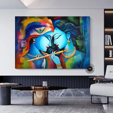 Radha Krishna Tablosu, Reprodüksiyon Kanvas Sanatı, Geleneksel Hindistan Baskısı