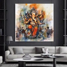 Harika Ganesha Duvar Sanatı – Soyut Duvar Sanatı, Renkli Ilham Veren Ganesha Kanvas Tablosu