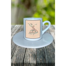 Mevlana Baskılı Türk Kahvesi Fincanı Tabaklı Kişiye Özel Model 7