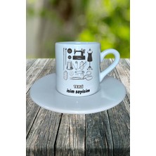 Terzi Meslek Baskılı Türk Kahvesi Fincanı Tabaklı Kişiye Özel Model 3