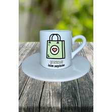 Çantacı Meslek Baskılı Türk Kahvesi Fincanı Tabaklı Kişiye Özel Model 2