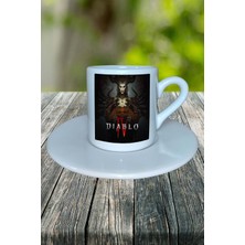 Diablo Oyun Baskılı Türk Kahvesi Fincanı Tabaklı Kişiye Özel Model 3