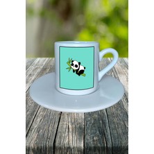 Panda Baskılı Türk Kahvesi Fincanı Tabaklı Kişiselleştirilebilir Model 3