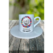 Konsolos Meslek Baskılı Türk Kahvesi Fincanı Tabaklı Kişiye Özel Model 2