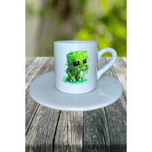 Minecraft Oyun Baskılı Türk Kahvesi Fincanı Tabaklı Kişiye Özel Model 4