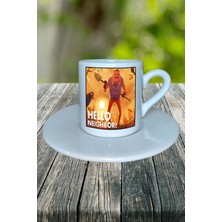 Hello Neighbor Mobil Oyun Baskılı Türk Kahvesi Fincanı Tabaklı Kişiye Özel Model 6