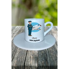 Pilot Meslek Baskılı Türk Kahvesi Fincanı Tabaklı Kişiye Özel Model 2