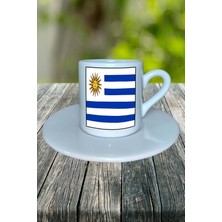 Arjantin Ülke Bayrağı Bayrak Baskılı Türk Kahvesi Fincanı Tabaklı Kişiye Özel Model 4