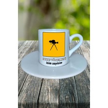 Sanat Yönetmeni Meslek Baskılı Türk Kahvesi Fincanı Tabaklı Kişiye Özel Model 3