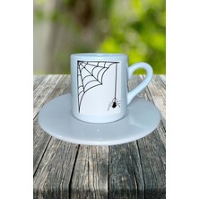 Örümcek Baskılı Türk Kahvesi Fincanı Tabaklı Kişiye Özel Model 1