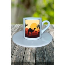 Deve Baskılı Türk Kahvesi Fincanı Tabaklı Kişiselleştirilebilir Model 3