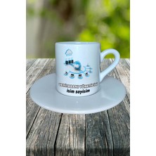 Verit Abanı Yöneticisi Meslek Baskılı Türk Kahvesi Fincanı Tabaklı Kişiye Özel Model 1