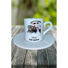 Stilist Meslek Baskılı Türk Kahvesi Fincanı Tabaklı Kişiye Özel Model 6