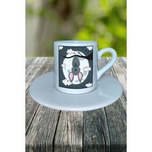 Yarasa Baskılı Türk Kahvesi Fincanı Tabaklı Kişiselleştirilebilir Model 2