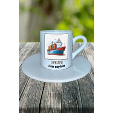 Gemici Meslek Baskılı Türk Kahvesi Fincanı Tabaklı Kişiye Özel Model 10