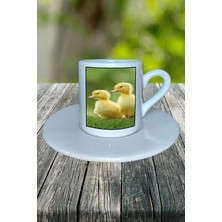 Civciv Baskılı Türk Kahvesi Fincanı Tabaklı Kişiselleştirilebilir Model 4