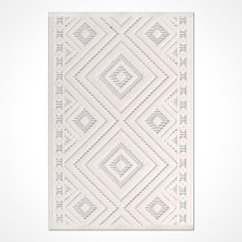Hali.Net 80x150 cm Beyaz Almira Pamuk Yıkanabilir Klasik Halı | Mutfak Balkon Yatak Odası Halısı | Leke Tutmaz Hipoalerjenik | ALMİRA-11415K