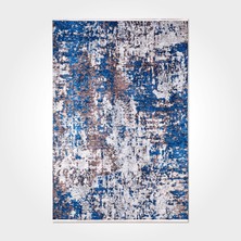 Hali.Net 80x150 cm Mavi Printed Pamuk Yıkanabilir Klasik Halı | Mutfak Balkon Yatak Odası Halısı | Leke Tutmaz Hipoalerjenik