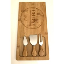 Peynir Servis Sunum Seti Üç Bıçaklı Ahşap Peynir Tabağı