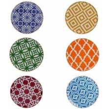 Porland Morocco 6'lı Düz Tabak Seti 20 Cm Porselen Desenli Renkli Tabaklar