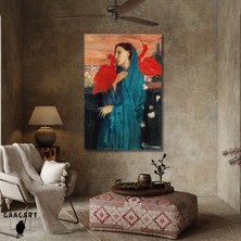 Tekli Dikey Kanvas Tablo Ünlü Edgar Degas Young Woman With Ibis