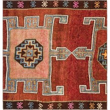 Bespoky 131x125 cm Kahverengi Kiremit Geometrik Geleneksel Madalyon Halı | Salon Yatak Odası Halısı | UNİQUE-35710