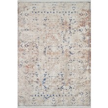 Bespoky 80x150 cm Krem Modern Etnik Yıkanabilir Halı | Mutfak Balkon Yatak Odası Halısı | Leke Tutmayan Kaymaz | HALN-HLN1664