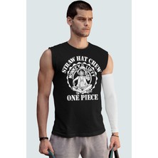 One Piece Logo Siyah Kesik Kol | Kolsuz Erkek Tshirt| Atlet