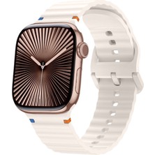 Apple Watch 42MM 44MM 45MM S10 46MM Ultra 49MM Uyumlu Dalga Desenli Tokalı Yumusaş Silikon Kordon