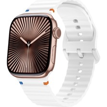 Apple Watch 42MM 44MM 45MM S10 46MM Ultra 49MM Uyumlu Dalga Desenli Tokalı Yumusaş Silikon Kordon