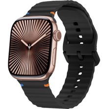 Apple Watch 42MM 44MM 45MM S10 46MM Ultra 49MM Uyumlu Dalga Desenli Tokalı Yumusaş Silikon Kordon