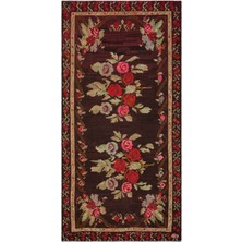 Vintage Turuncu Göbekli Yün Modern Desenli Yün Hav Toz Vermez Leke Tutmayan Salon Yolluk Mutfak El Dokuma Halı