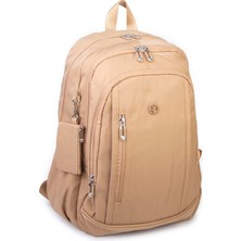 Nas Bag Unisex  Büyük Boy Hafif  Çok Gözlü Okul Sırt Çantası (en :30 cm boy:44 cm) Kum
