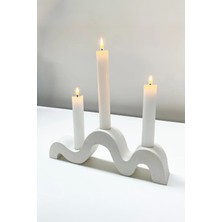 Modern Dalga Tasarımlı 3’lü Beton Mumluk Şamdan - Dekoratif El Yapımı Masa Üstü Mumluk