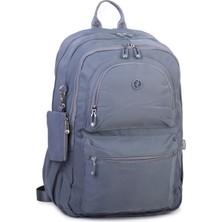 Nas Bag Unisex Büyük Boy Hafif Çok Gözlü Sırt Çantası Gri
