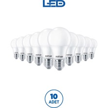ROTHER RTL01113-10 Rother A60 LED Ampul 9W E27 810 Lümen 4000K Gün Işığı Enerji Tasarruflu Ampul 10 Adet