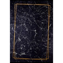Hali.Net 100x150 cm Siyah Beyaz Mermer Dokusu Modern Mermer Desenli Halı | Salon Mutfak Halısı | Hav Vermez Hipoalerjenik | HALN-HLN1131