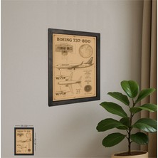Vecihi Geliyor Boeing 737-800 Tablo Metal Çerçeveli Ahşap Pilot - Havacı - Uçak Tutkunu