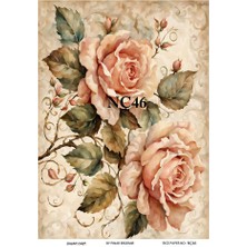 Nç46 Çiçek Desenli 30*42 cm Pirinç Dekopaj