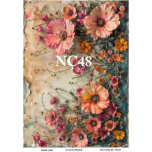 Nç48 Çiçek Desenli 30*42 cm Pirinç Dekopaj